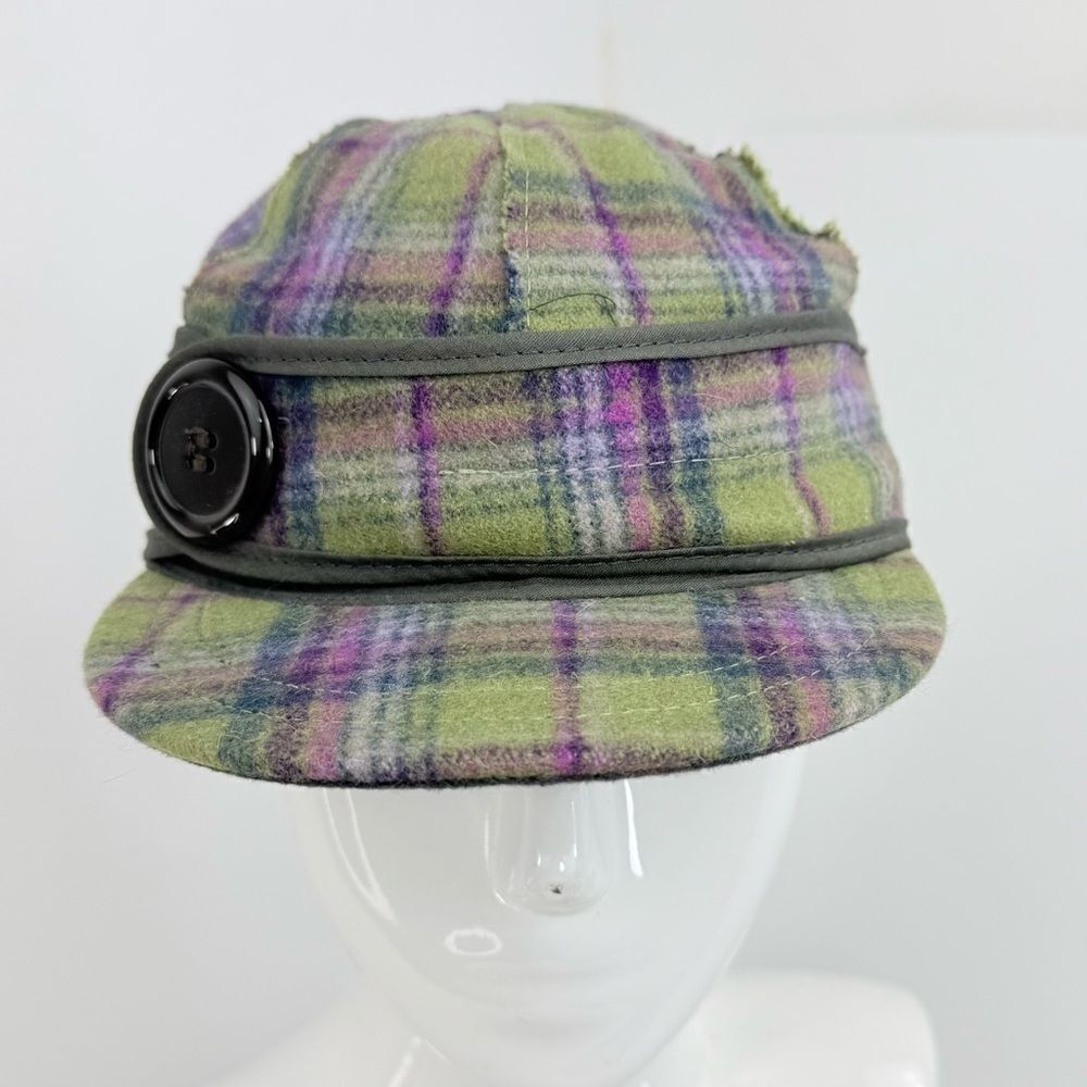 Stormy Kromer Wool Green Pink Plaid Button Band Cap